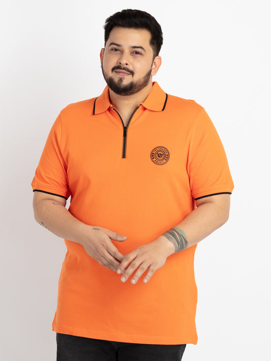Mens Plus Size Orange Polo T-shirt