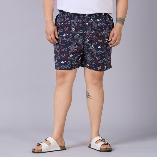 Navy Red Printed boxer