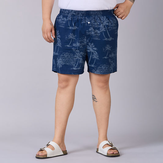Navy Tropical Printed Boxer - BX010