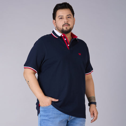 Classic Tipped Cotton Piqué Polo – Navy with Contrast Collar