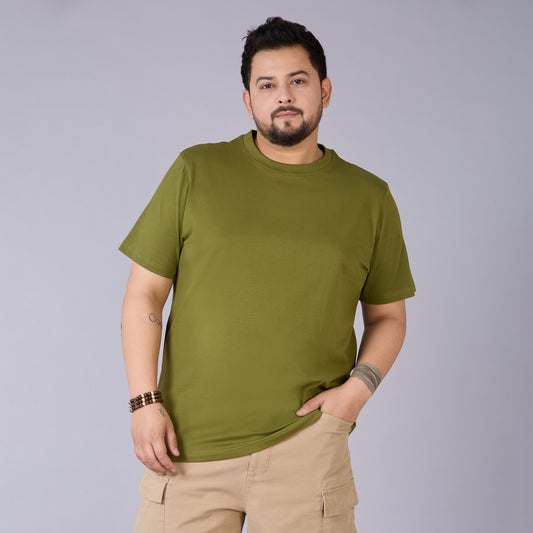 Mens Plus Size Olive Solid Tee-015