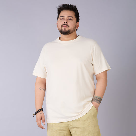Mens Plus Size Off White Solid Tee