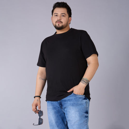 Mens Plus Size Black Solid Tee