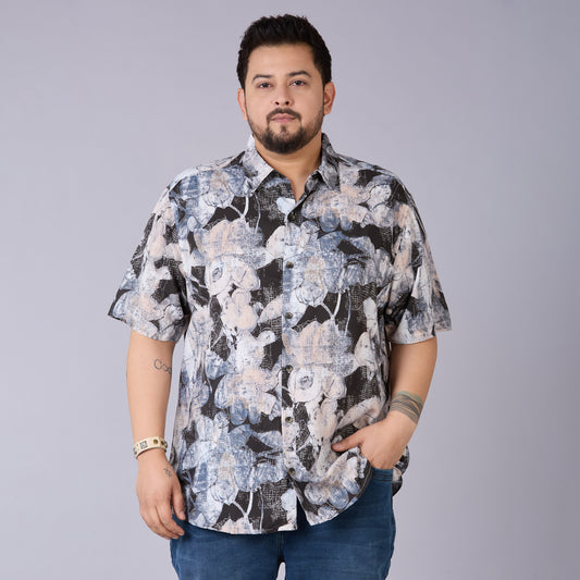 Black & Brown Floral Digital Printed Shirt