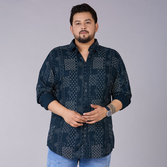 Mens Plus Size Midnight Bandana – Viscose Printed Shirt