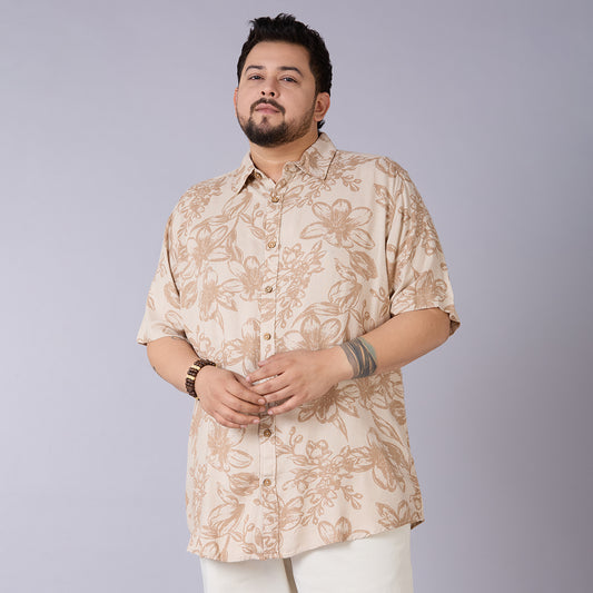Mens Plus Size Rustic Bloom – Cotton Linen Shirt