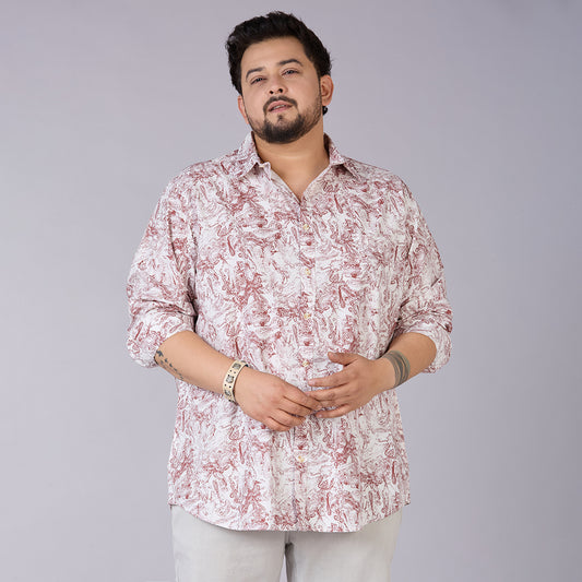 Mens Plus Size Earth Etch Cotton Viscose Printed Shirt