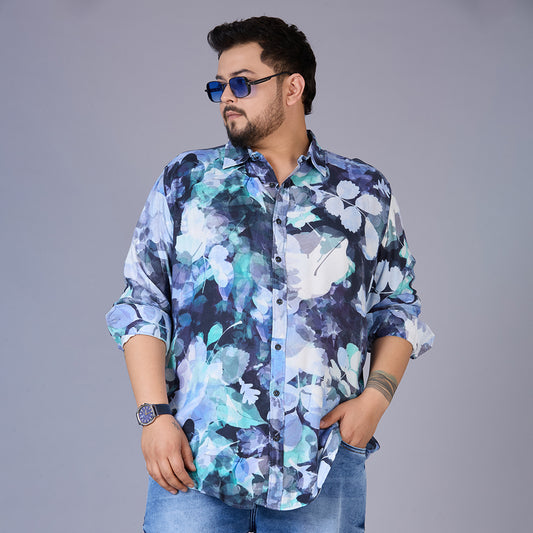 Mens Plus Size Midnight Botanica Digital Print Shirt
