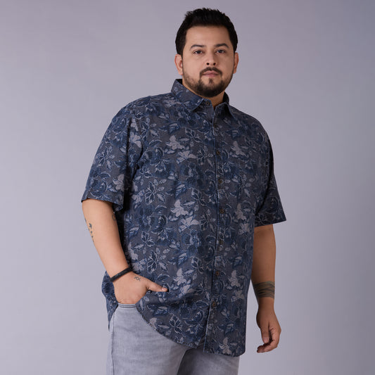 Vintage Noir – Indigo Printed Shirt