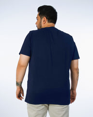 Mens Plus Size Navy Solid Tee-014