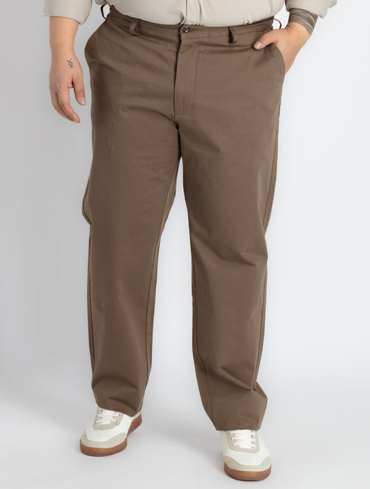 Mens Plus Size Olive Chino Trouser
