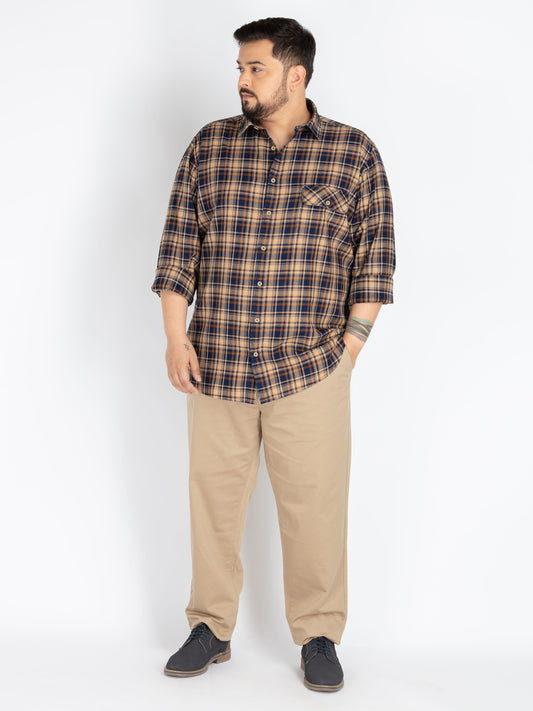 Mens Plus Size khaki flexi waist chino