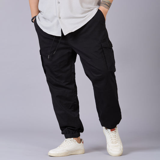 Mens Plus Size Cotton Cargo Jogger – Built for Comfort, Made for Movement-Black