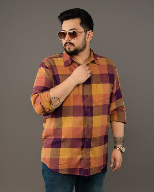 Mens Plus Size Purple Regular Collar Brushed Shirt