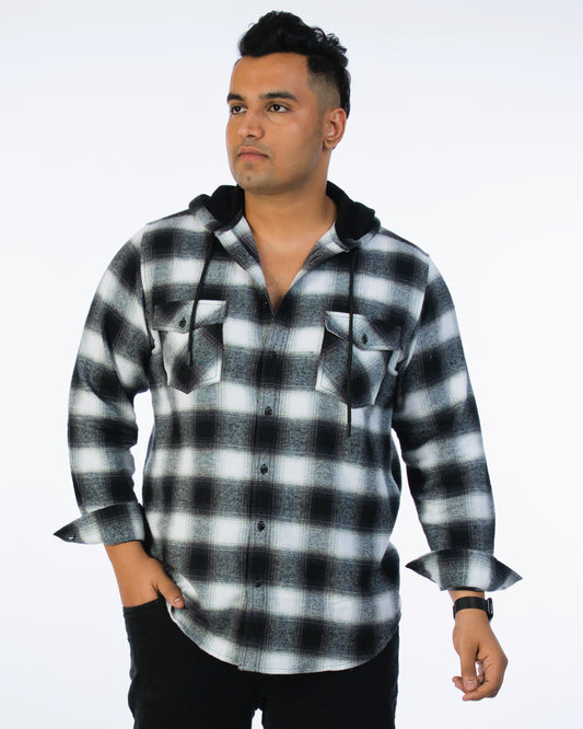 Mens Plus Size Off White Regular Collar Brushed Shirt