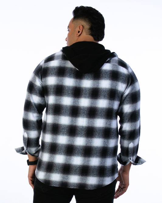 Mens Plus Size Off White Regular Collar Brushed Shirt