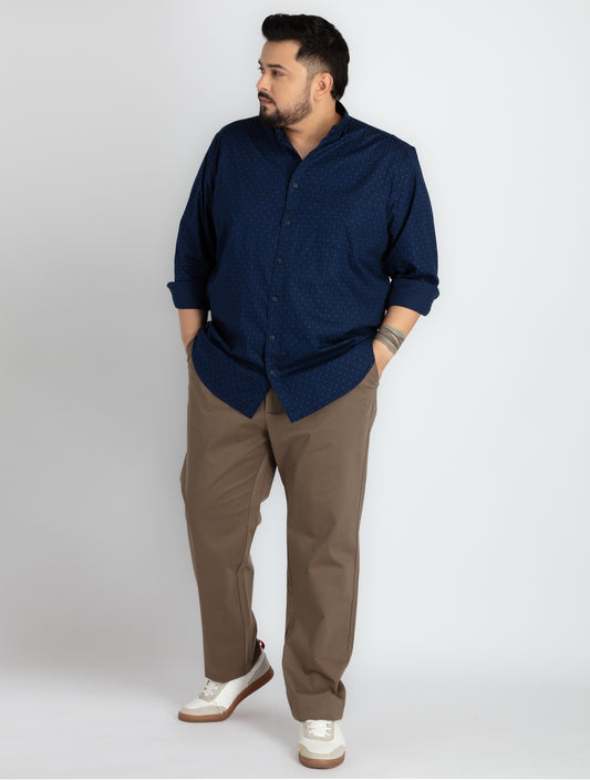 Mens Plus Size Blue Cotton Shirt