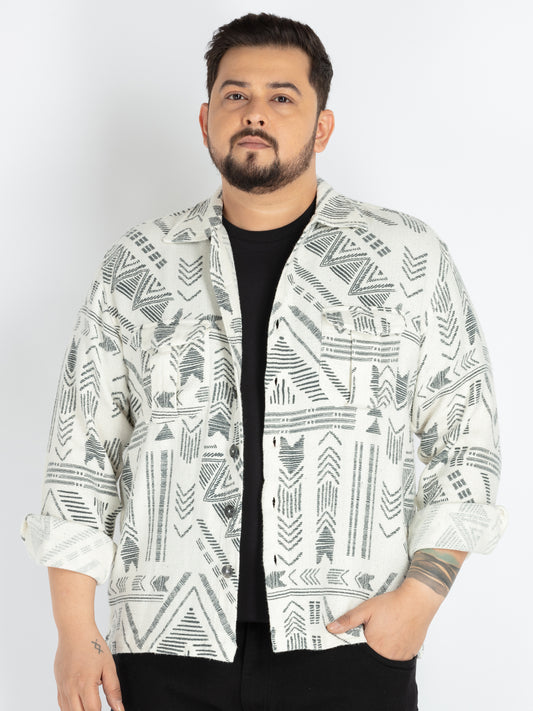 Mens Plus Size off white printed shaket