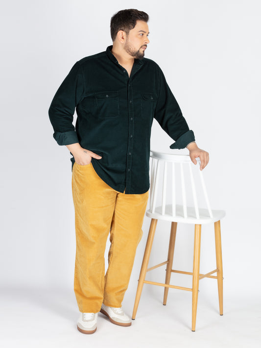 Mens Plus Size Petrol Mandarin Collar Solid Shirt