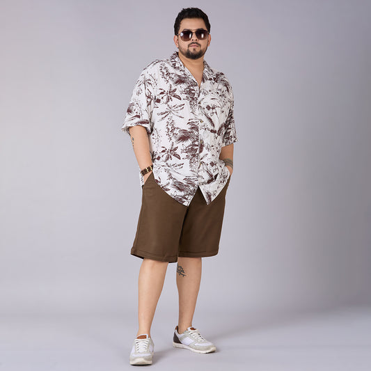 Men's Plus Size Amber Leaf – Abstract Printed Rayon Shirt