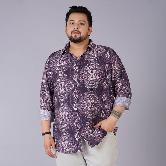 Men's Plus Size Shadow Mosaic Printed Nylon Viscose Shirt