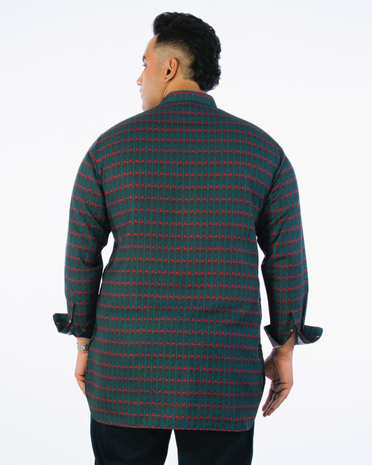 Plus Size-Black Printed Kurta