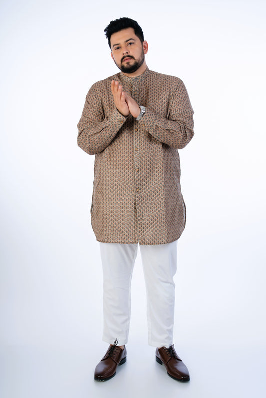 Plus Size Mustard Printed Kurta