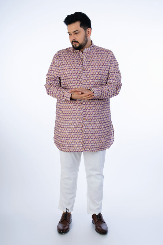 Plus Size Purple Printed Kurta