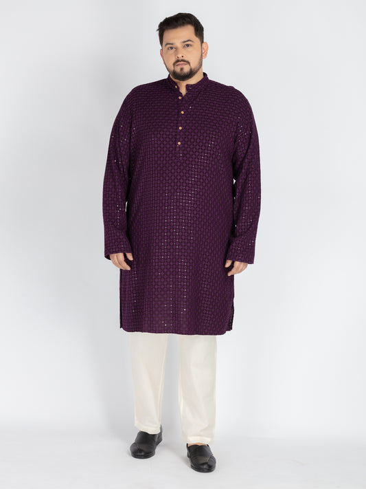 Plus Size Purple  Sequence Embroidered Kurta