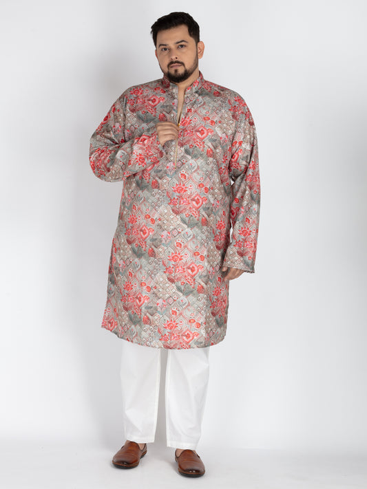 Plus Size Green Printed Kurta