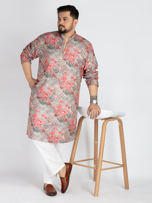 Plus Size Green Printed Kurta