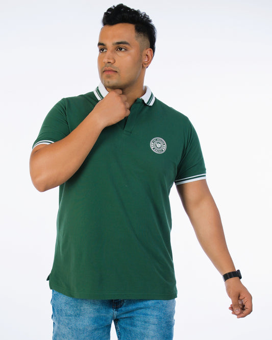 Mens Plus Size Bottle Green Solid Fashion Polo