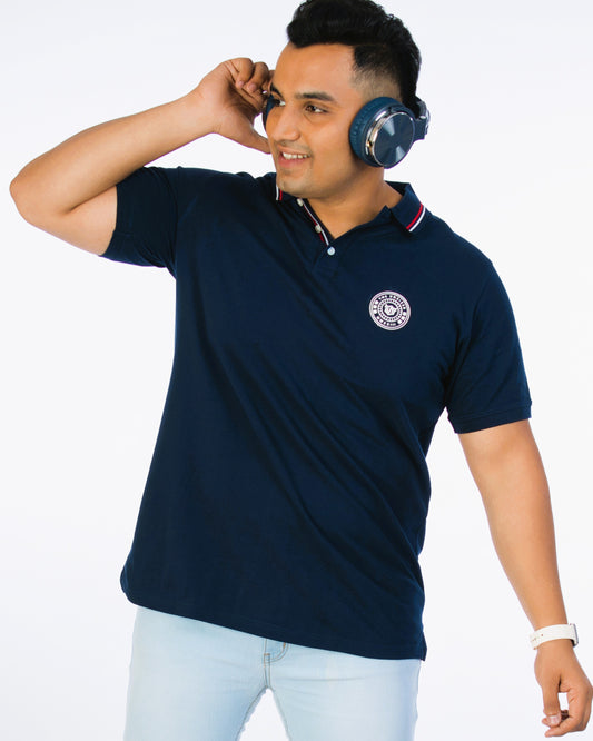 Mens Plus Size Navy Solid Polo