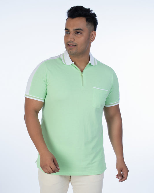 Mens Plus Size Light Green Solid Fashion Polo