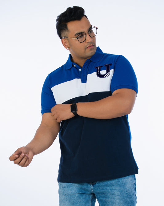 Mens Plus Size Royal Blue Solid Fashion Polo