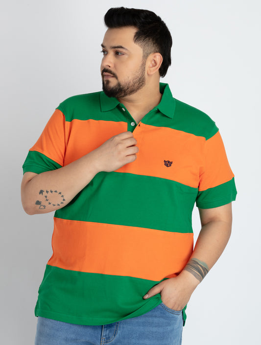Mens Plus Size Mens Orange Polo T-shirt