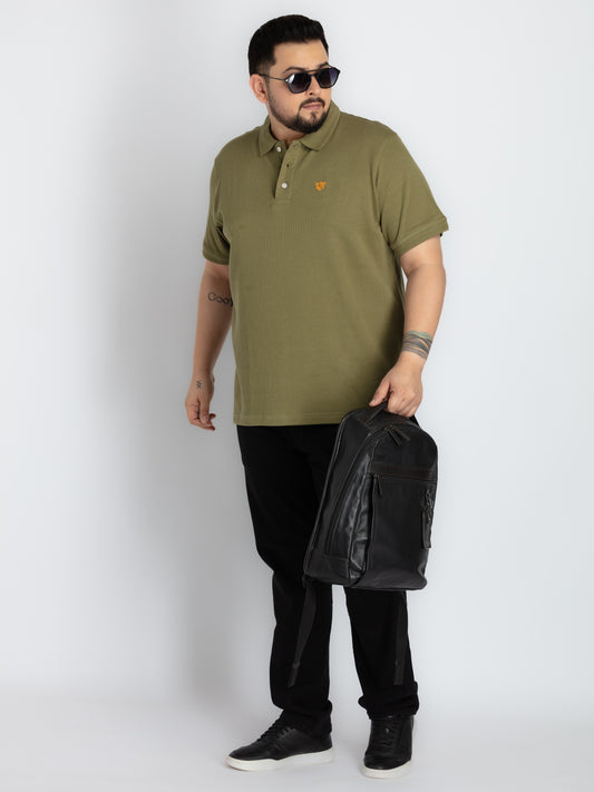 Mens Plus Size Green Polo T-shirt