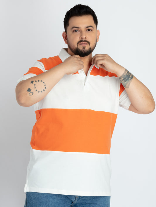Mens Plus Size Orange Polo