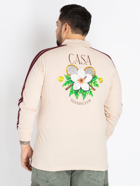 Mens Plus Size beige polo