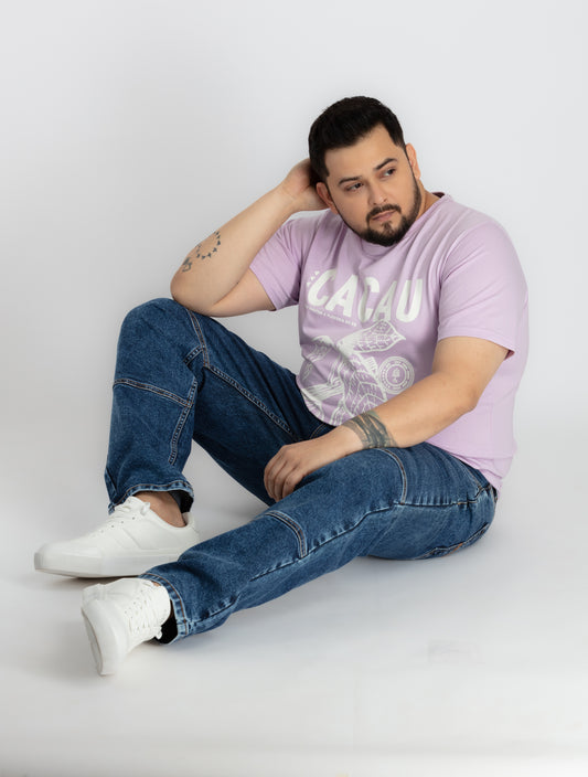 Mens Plus Size Purple Round Neck T-shirt