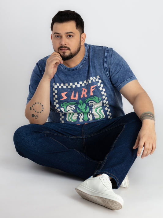 Mens Plus Size Blue T-shirt