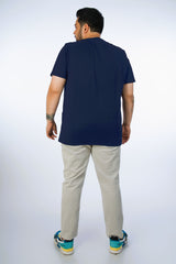 Mens Plus Size Navy Solid Tee-014