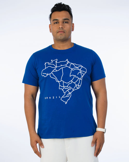 Mens Plus Size-Royal Blue Crew Neck Graphic Tee