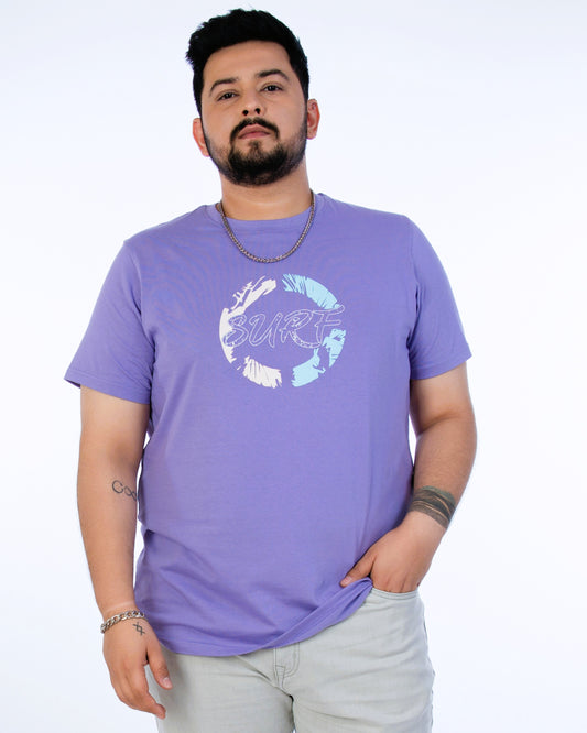 Mens Plus Size Purple Crew Neck Graphic Tee