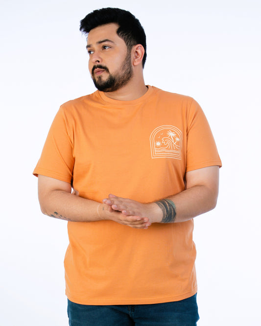 Mens Plus Size Mustard Crew Neck Graphic Tee