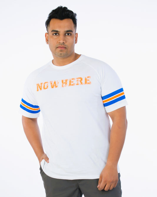 Mens Plus Size White Crew Neck Fashion Tee