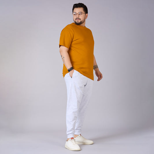 Mens Plus Size Grey Melange Jogger with Zip