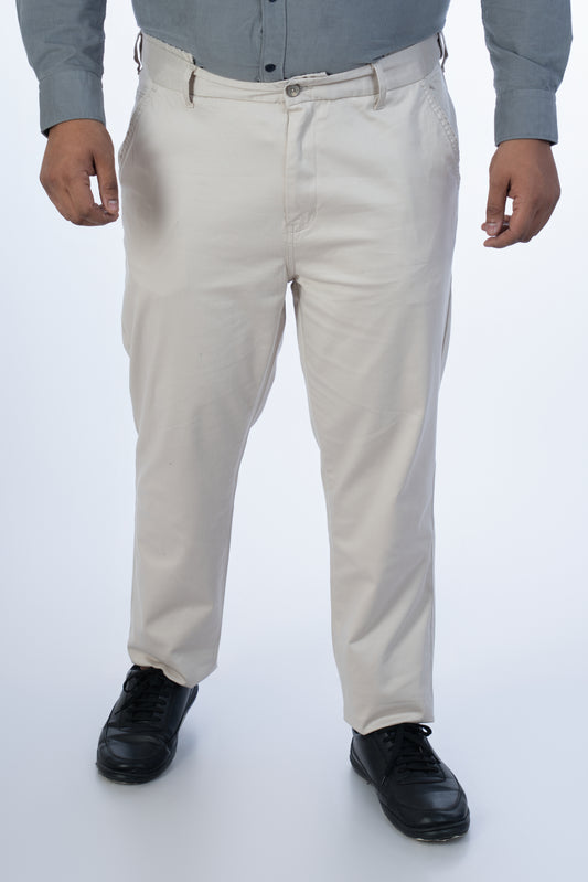 Mens Plus Size Beige Flexi Waist Chino