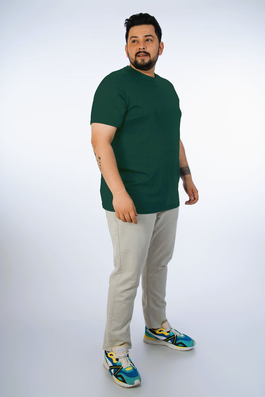 Mens Plus Size Green Solid Tee