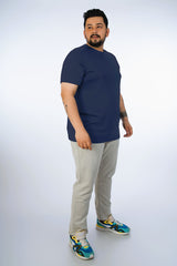 Mens Plus Size Navy Solid Tee-014